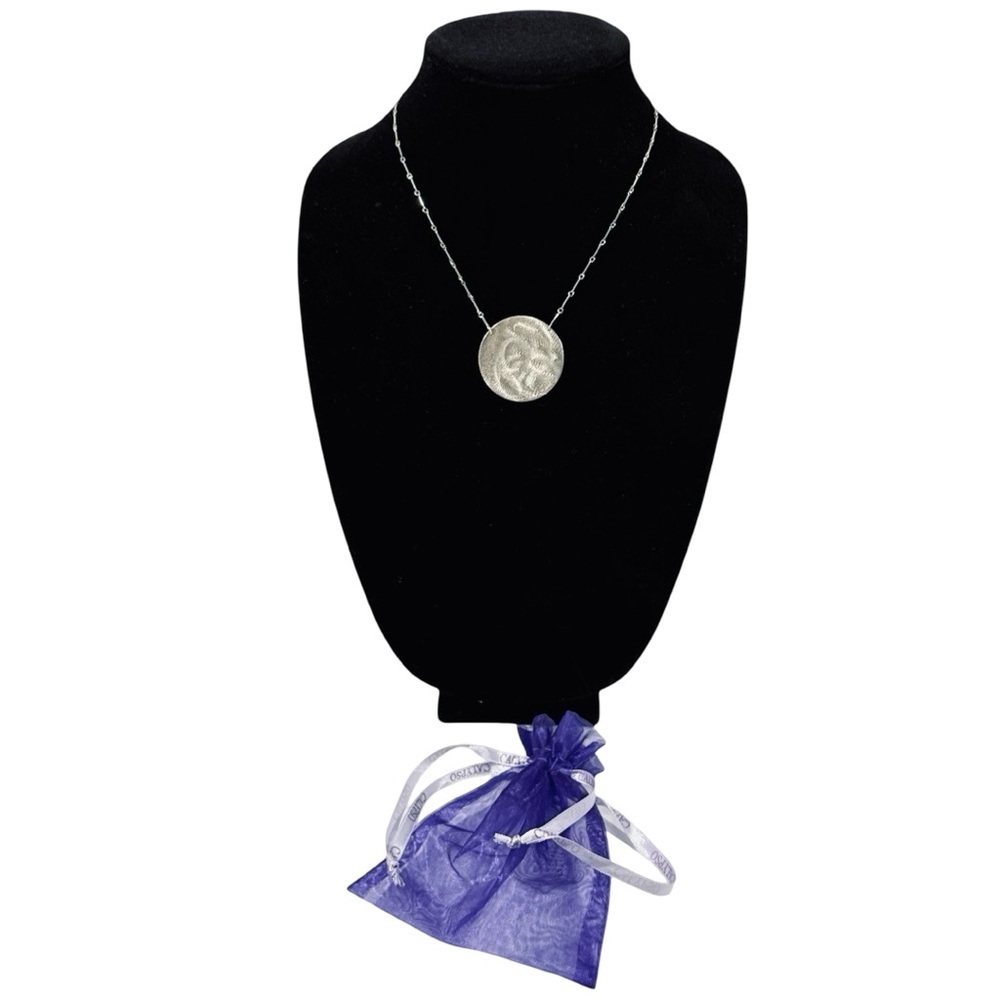 Calypso St. Barth Vintage Hammered Silver Disc Pendant Necklace Nwot
